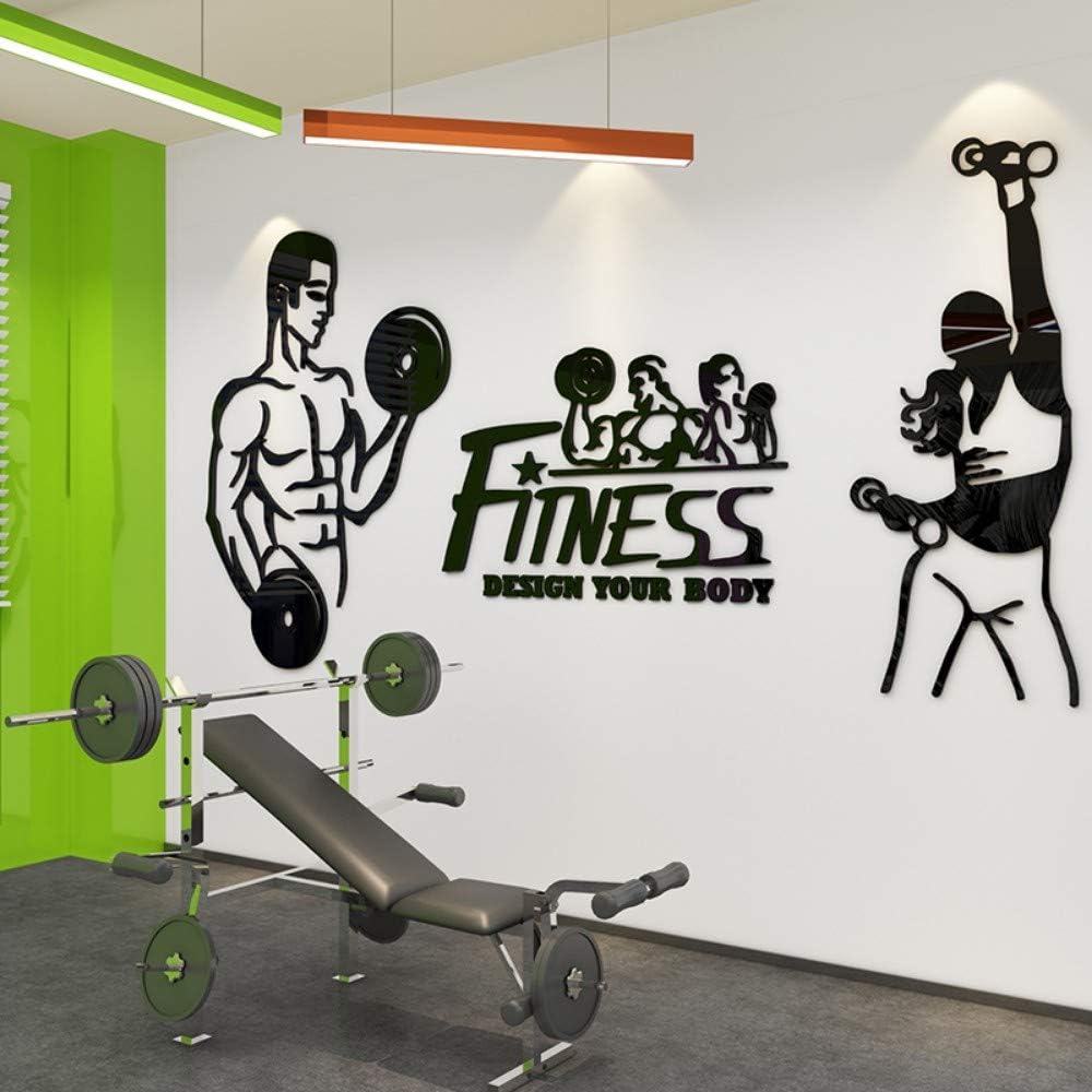 Jhtadva 3D Sports Fitness Acrylic Wall Sticker Gym Background Wall Decoration Sticker, C, 400 * 200CM