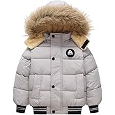Achiyi Toddler Winter Thick Hooded Down Jacket Warm Snow Fleece Jackets Baby Boys Girls Outdoor Coat Outwear