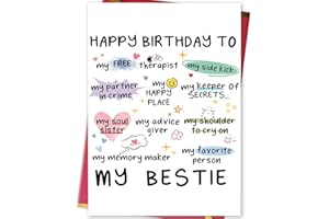 MQMRYeto Funny Birthday Card for Women Sister, Happy Bday Gifts for Bestie, Bestie & Friendship Birthday Card