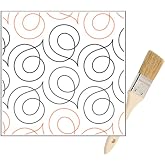 Quilting Pantographs Pattern Paper Roll - for Longarm Quilting Machines - Easy Circle Swirl Stipple Design Quilt Pantograph - Set Has Long Arm Quilters Sewing Machine Rails and Tracks Cleaning Brush
