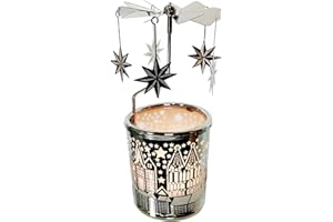 kingnero Gift Carousel Candle Tea Light Holder Rotary Candle Holder Spinning Candleholder Metal Windmill Candlestick for Home Decor (North Star)