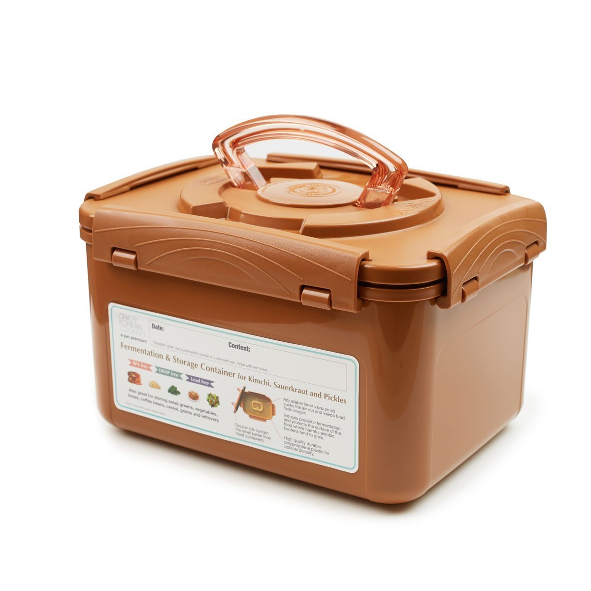 Crazy Korean Cooking Premium Kimchi, Sauerkraut Fermentation and Storage Container with Inner