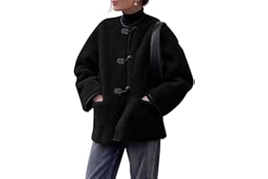 Cicy Bell Womens Faux Fur Jacket Fuzzy Coat Long Sleeve Button Front Warm Winter Outerwear with Pockets