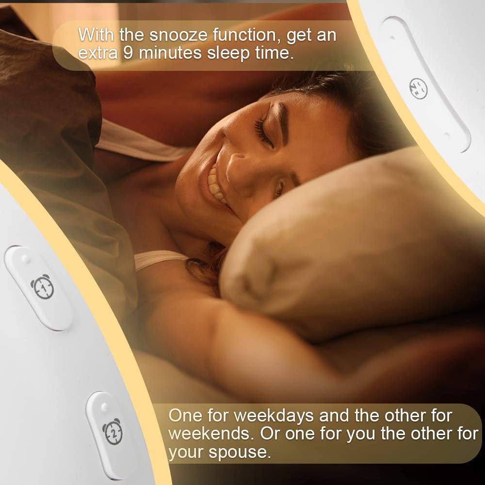 Wake- Up Light, LBell 7 Colored Night Light/Sunrise Simulation & Sleep Aid, Dual Alarm Clock with FM Radio, 7 Natural Sounds and Snooze for Kids Adults Bedrooms/Night Light Ambiance: Electronics