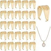 DICOSMETIC 100Pcs Clasps Stainless Steel Snap on Bails 18K Gold Plated Hook Pinch Clip Bail Pendant Necklace Clasps Pendant Bail Connector for Jewelry Making 8x7mm