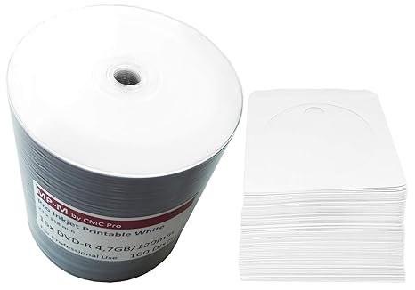 100 Bedruckbare DVD Rohlinge MP-Pro DVD-R 4,7GB 16x Wide Inkjet Printable weiß, vollflächig bedruckbar für Tintenstrahldrucke