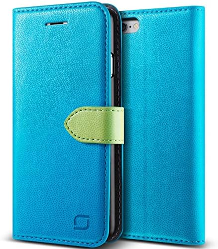 iPhone 6S Plus Case, Lific [Vivid Diary][Sky Blue/Lime Green] - [Leather Wallet][Kickstand] For Apple iPhone 6 6S Plus 5.5