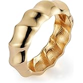 HZMAN 18K Gold Plated Wide Cuff Bracelet for Women - Premium Alloy Shiny Polished Double Layer Statement Bangle, Trendy Daily Wear Party Jewelry Accessory