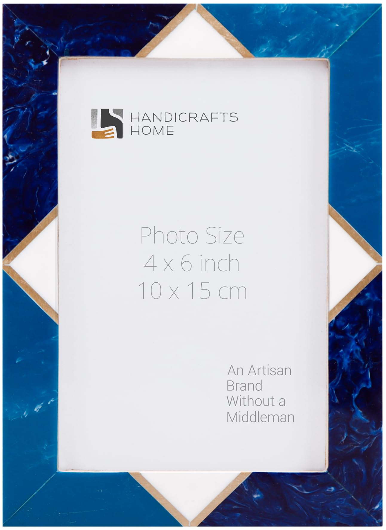Handicrafts Home 4x6 Blue Picture Frame, Handmade Resin Inlay Photo Frame for Coastal Home Decor, Winter & Christmas Table/Wall Decor, Boho Shelf Styling, Modern Farmhouse Decor, Bedroom & Living Room — image 1
