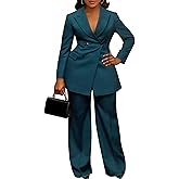 Tcremisa Blazer Sets for Women 2 Piece Pants Suit Dressy Double Breasted Blazer Pants Set Business Office Outfits
