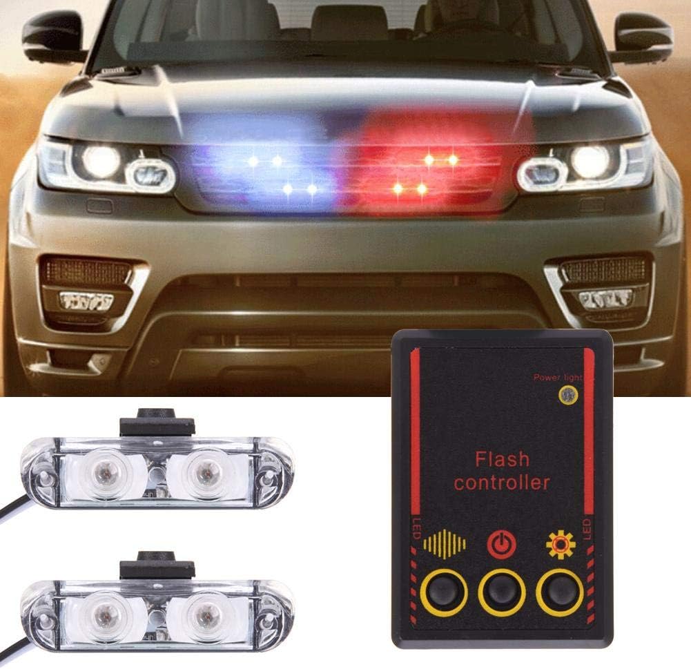 Welltobuy Warning Lights LED Flashing Light Police Lights 1-for-2 Dazzling Multi-mode LED Car Flash Light Drive-by-wire Police Lights Low Power Strobe Lights