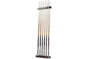 MOOCY Pool Stick Holder, Wall Mounted 6 Cue Billiard Rack - Premium Solid Wood Cue Accessories