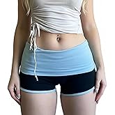 Lomehue Womens Y2K Foldover Shorts Yoga Pants Zebra Print Cheetah Mini Shorts Low Rise Patchwork Stretchy Hot Pants