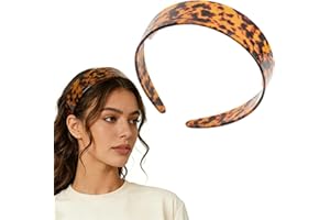 Tortoise Shell Headband with Teeth, Wide Tortoise Acetate Headband for Women, Anti-Slip and Durable Retro Plastic Headbands (