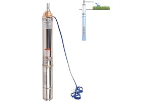 VAIDPRO 1HP Deep Well Pump, 220V/60Hz, 33GPM, 207ft Head Submersible Well Pumps with 9.8ft Electric Cord, 4" Stainless Steel Deep Well Water Pumps for Industrial, Irrigation & Home Use