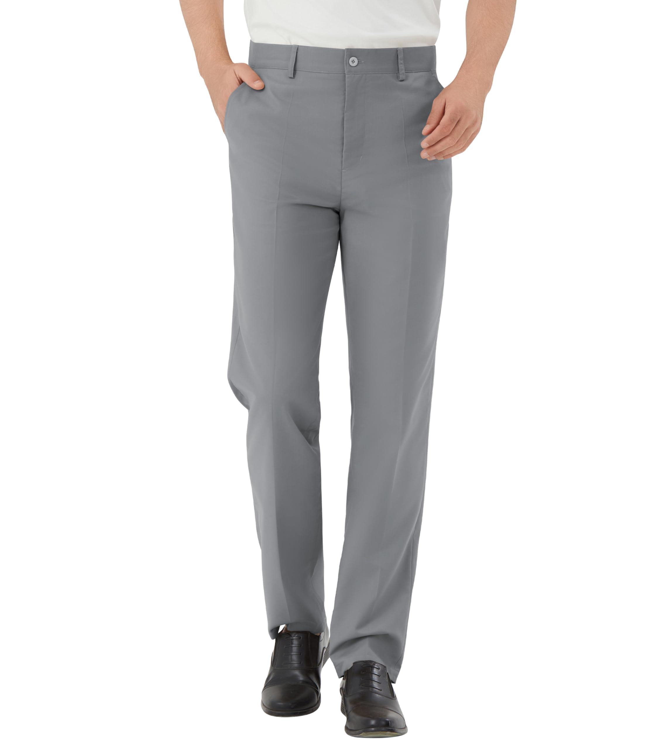 Photo 1 of Men's Tall Classic Fit Flex Flat Front Dress Pants Formal Pants for Business & Office Grey