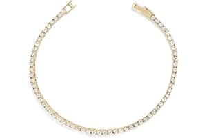 BaubleBar Bennett Tennis Bracelet for Women, Gold-Plated Brass - Hypoallergenic W/Cubic Zirconia Stones