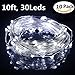 Jofan 10 Sets Battery Operated LED String Lights 30 Micro Leds on 10 Feet Long Silver Wire Cool White LED Starry String Light Fairy Party Decor