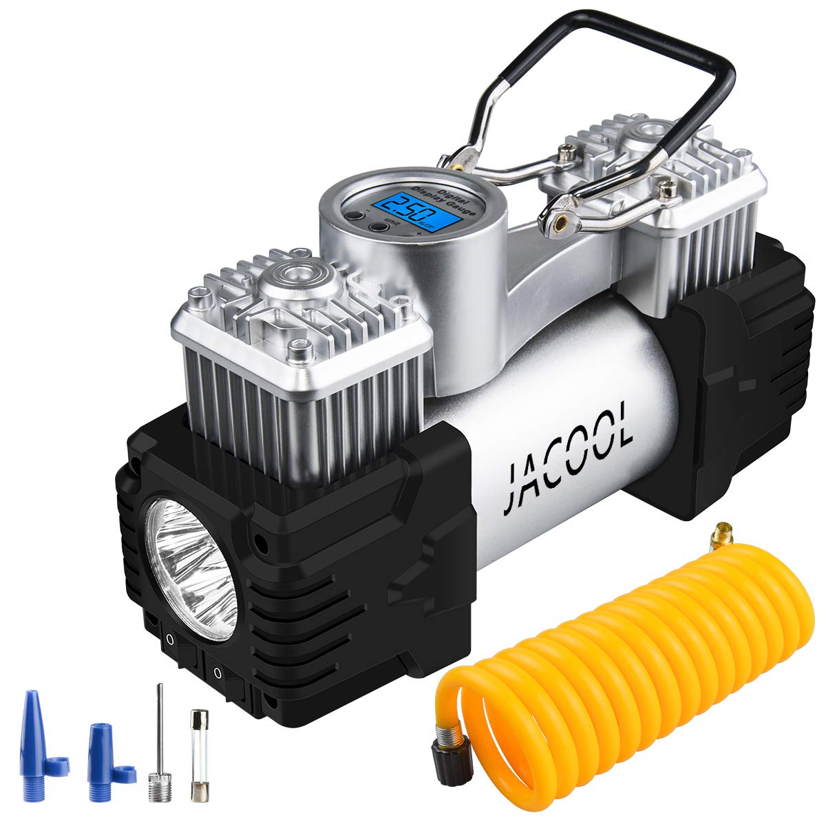 JACOOL Air Compressor Tire Inflator, 12V Dual Cylinder