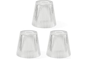 MIAOMEIO 3 Pack Clear Glass Shade Covers Replacements, 5in Height, 4.8in Diameter, 1.65in Fitter, Striped Clear Cone Glass Lamp Shade Replacement for Ceiling Fan Chandelier Pendant Wall Sconces