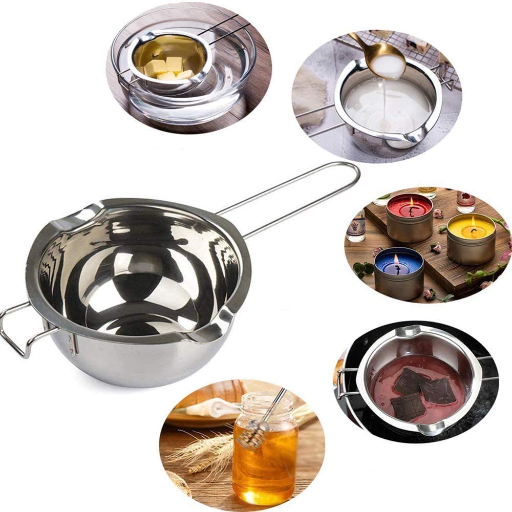 NC NC NC 400ml 304 Stainless Steel Melting Bowl Melting Pot for Butter Melting Pot Stainless Steel Water Bath Melting Bowl for Chocolate Cheese Sugar Butter Cheese Caramel Candles