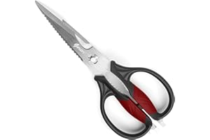 GERIOR Kitchen Scissors - Heavy Duty Utility Come Apart Kitchen Shears for Chicken, Meat, Food, Vegetables - 9.25 Inch Long Black & Red
