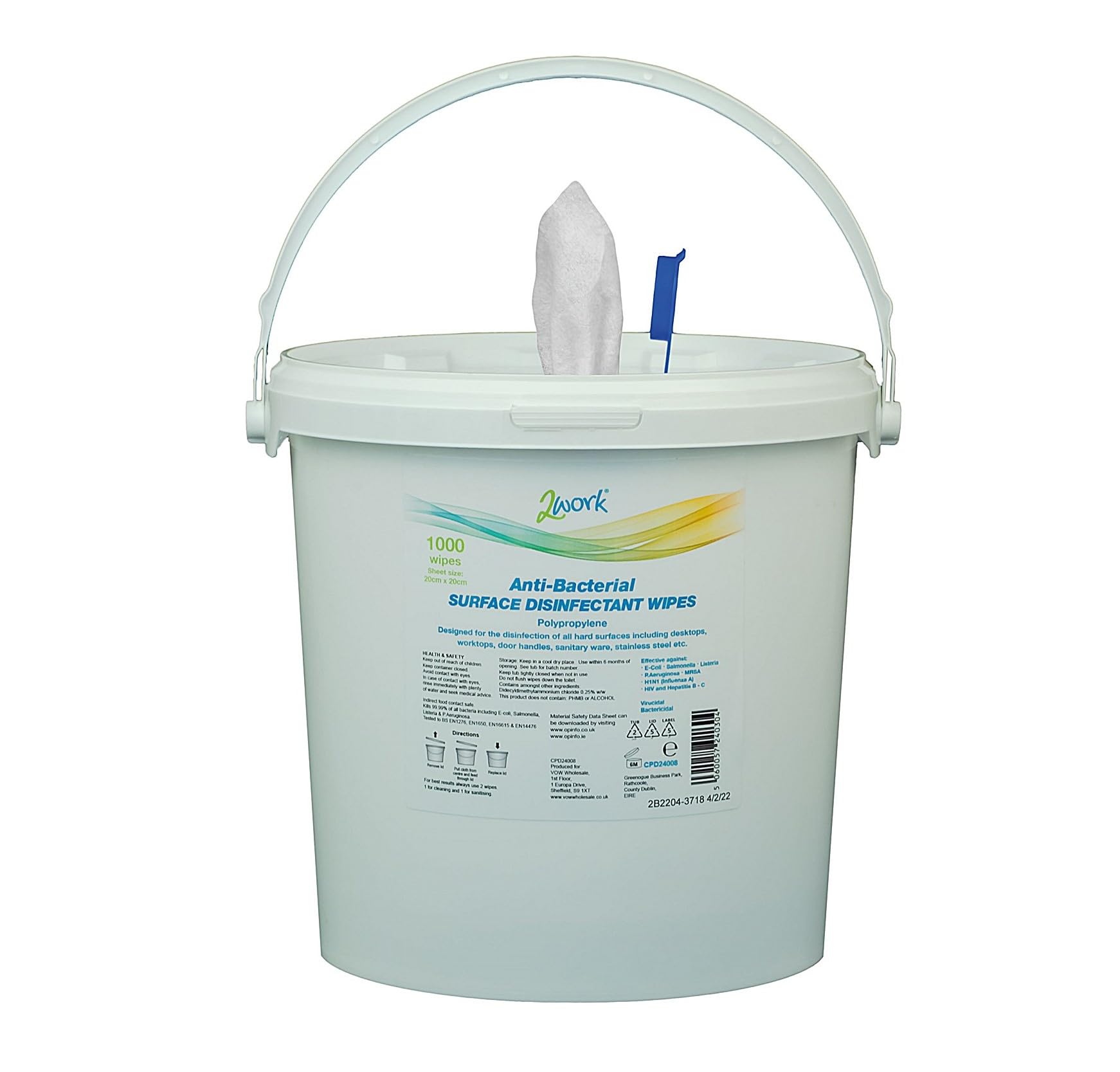 2Work Disinfectant Wipe (Pack of 1000) CPD24008