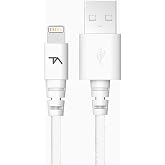 Tech Armor Apple MFI Certified Lightning Cable to USB-A - 6FT White 1-Pack | Fast charging support, Sync and charge, Tough braided jacket, Extra-strong build, Durable connectors, Tangle-resistant design