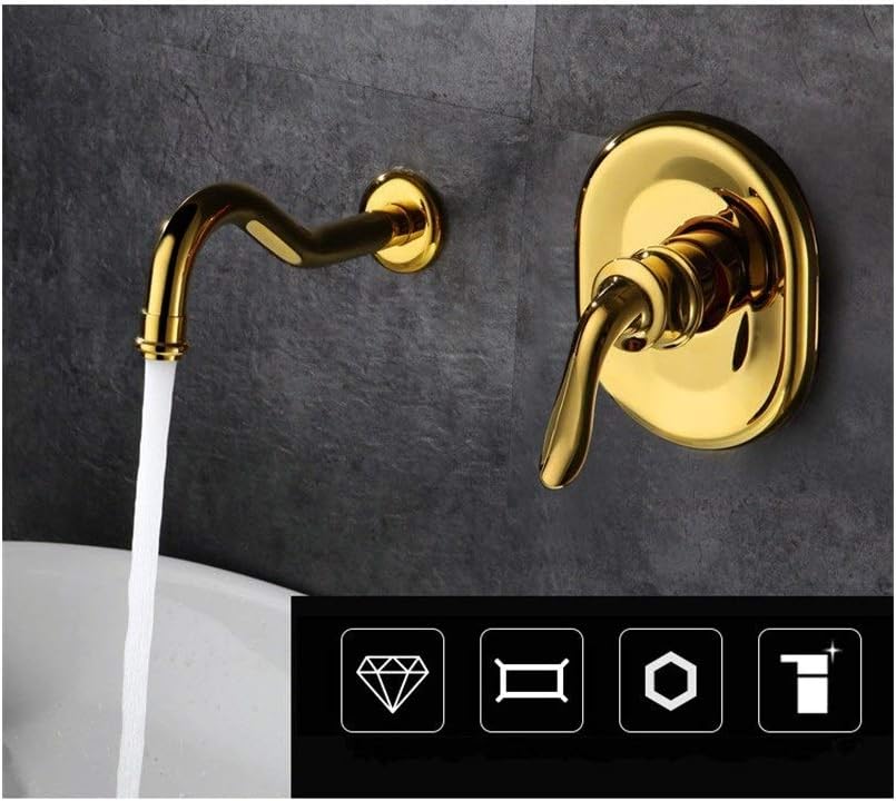 YYQ Corrosion-Resistant, Wall-Mounted Basin Faucet Gold Concealed hot and Cold Water Copper wash Hand wash Bathroom Bathroom Mixer Faucet