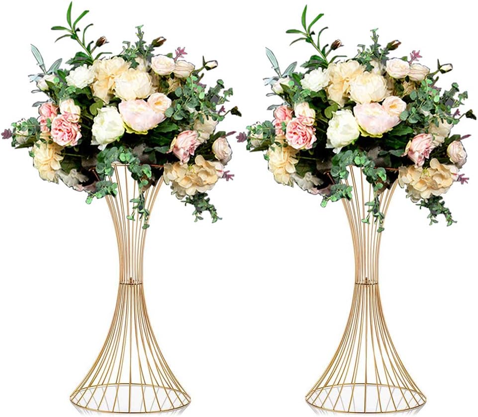 Nuptio 2 Pcs Metal Flower Trumpet 60cm Height Vase Wedding Centerpiece