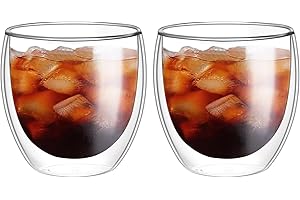 SCJHMY 5.5oz Glass Coffee Mugs Set of 2, Double Walled Espresso Cups for Latte Cappuccino Cocoa Milk Cafe Juice, Clear Glass 