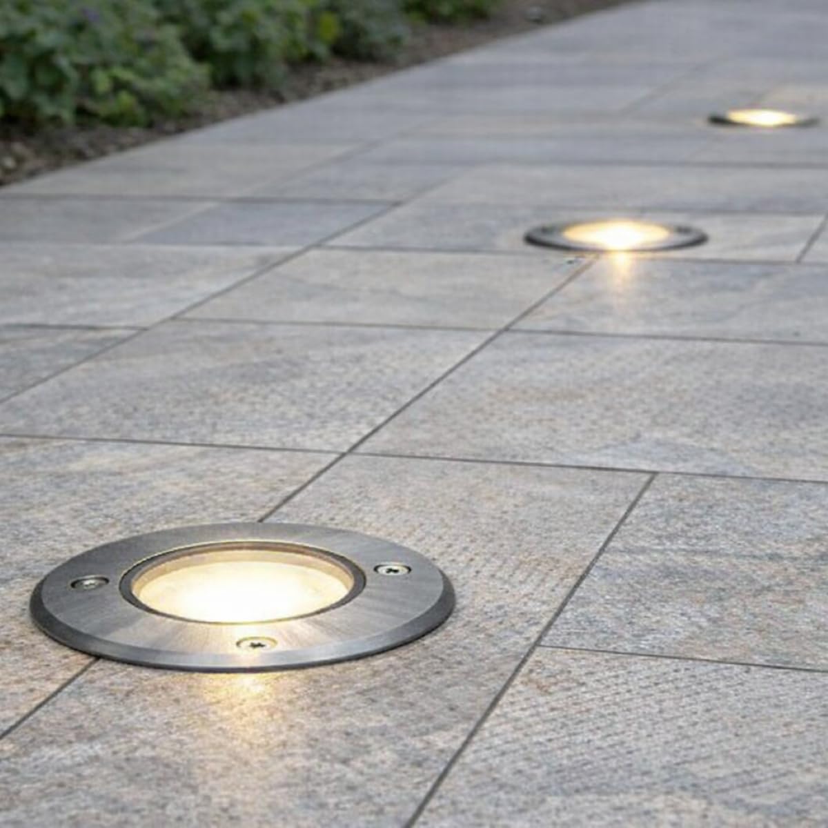 CGC Lighting Outdoor In Ground Light Decking Path Driveway Walk Drive Stainless Steel Silver Round Circle Floor Light
