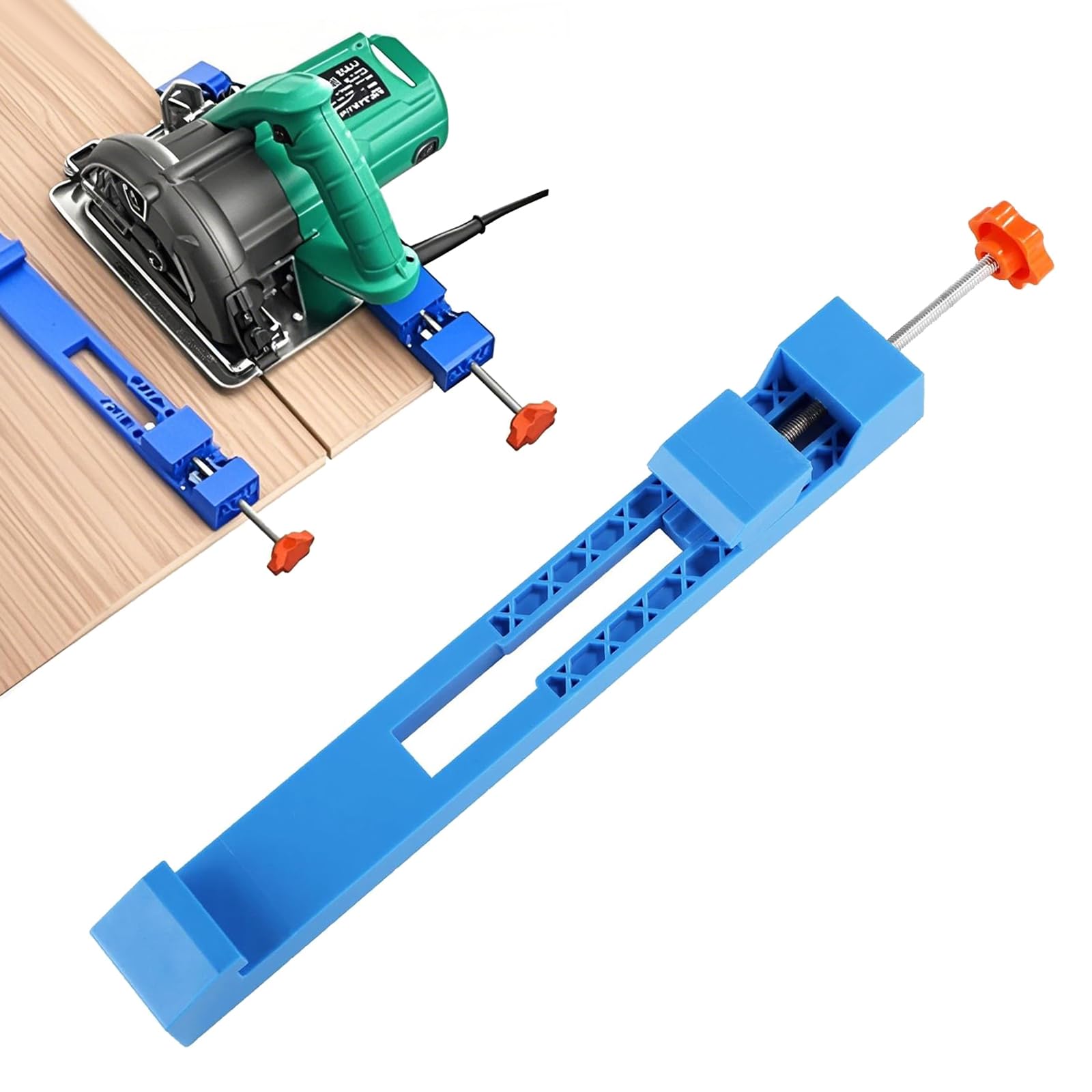 Photo 1 of Circular Saw Guide Rail - Adjustable Screw Plastic Base 5.7-8.7in Cutting Guide with Milling Clamp - Precision Wood & Tile Cutting for DIY and Professional Use