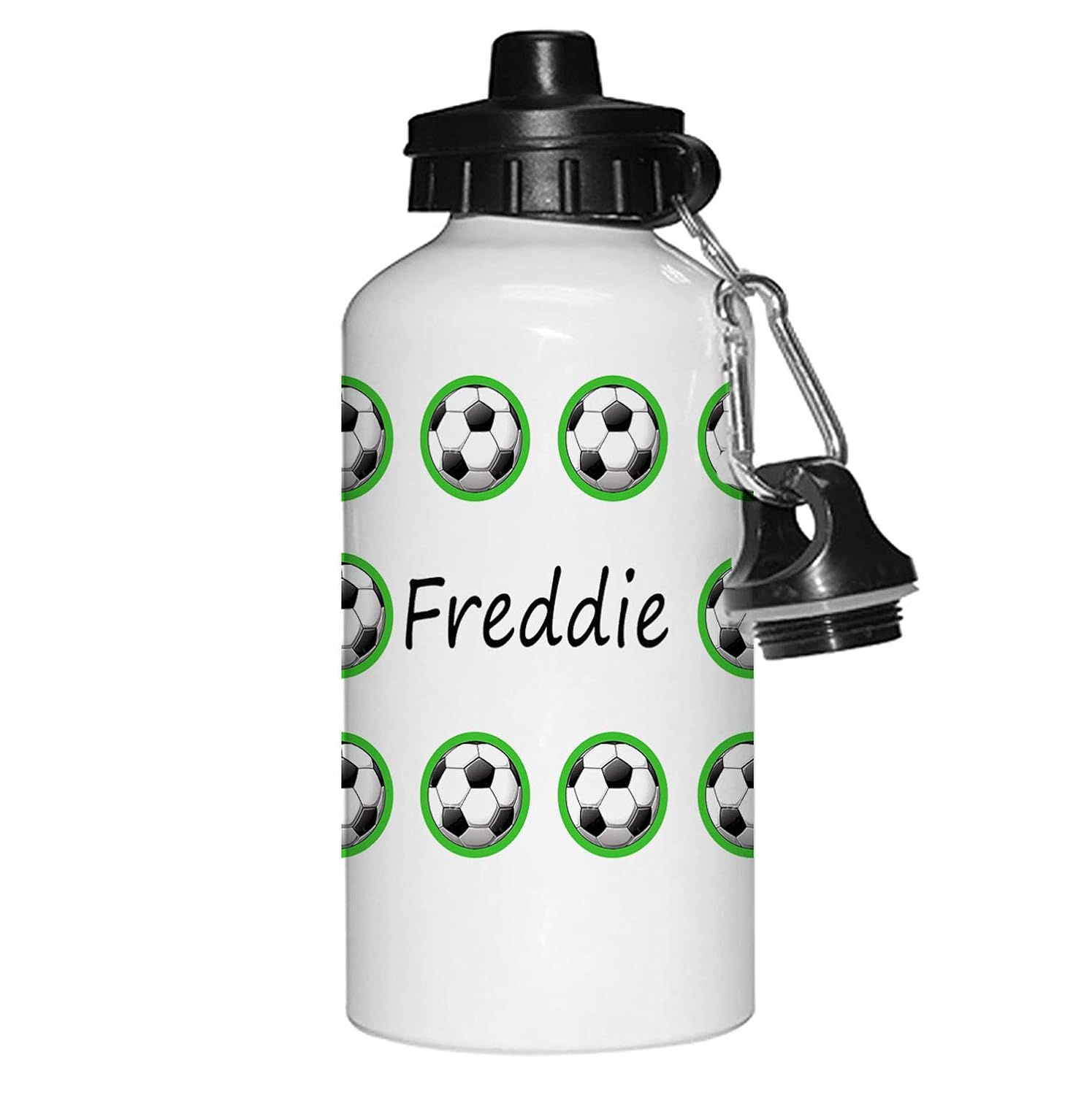 tigerlilyprints Personalised Football Drinks Water Bottle, Metal boys school sports bottle