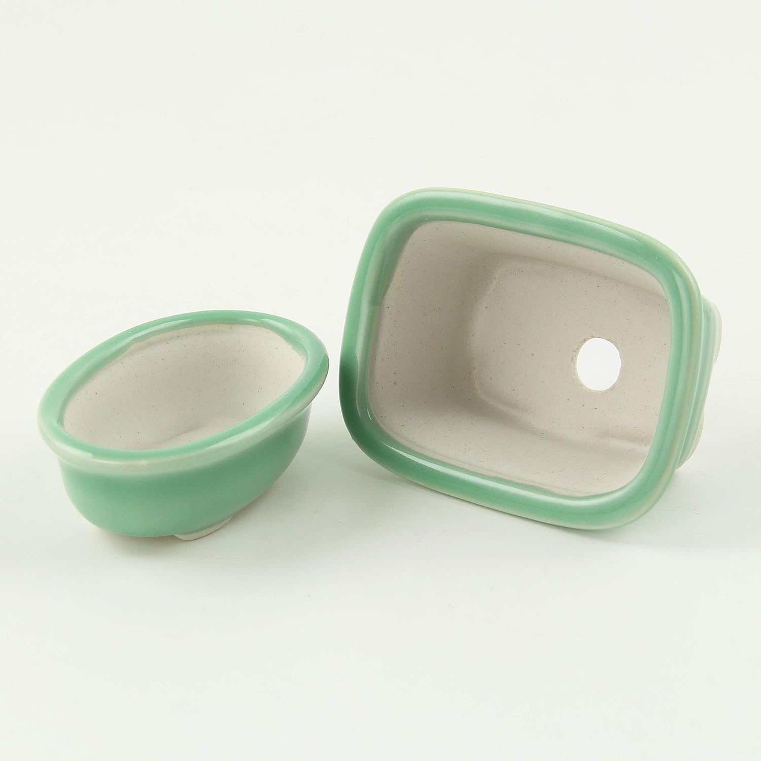 happy bonsai 3.2-3.9" (8-10cm) Mini Green Pots Value Set of 2, Green 2pc, Small (3.9 x 3.5 x 1.4 inches) - Image 5