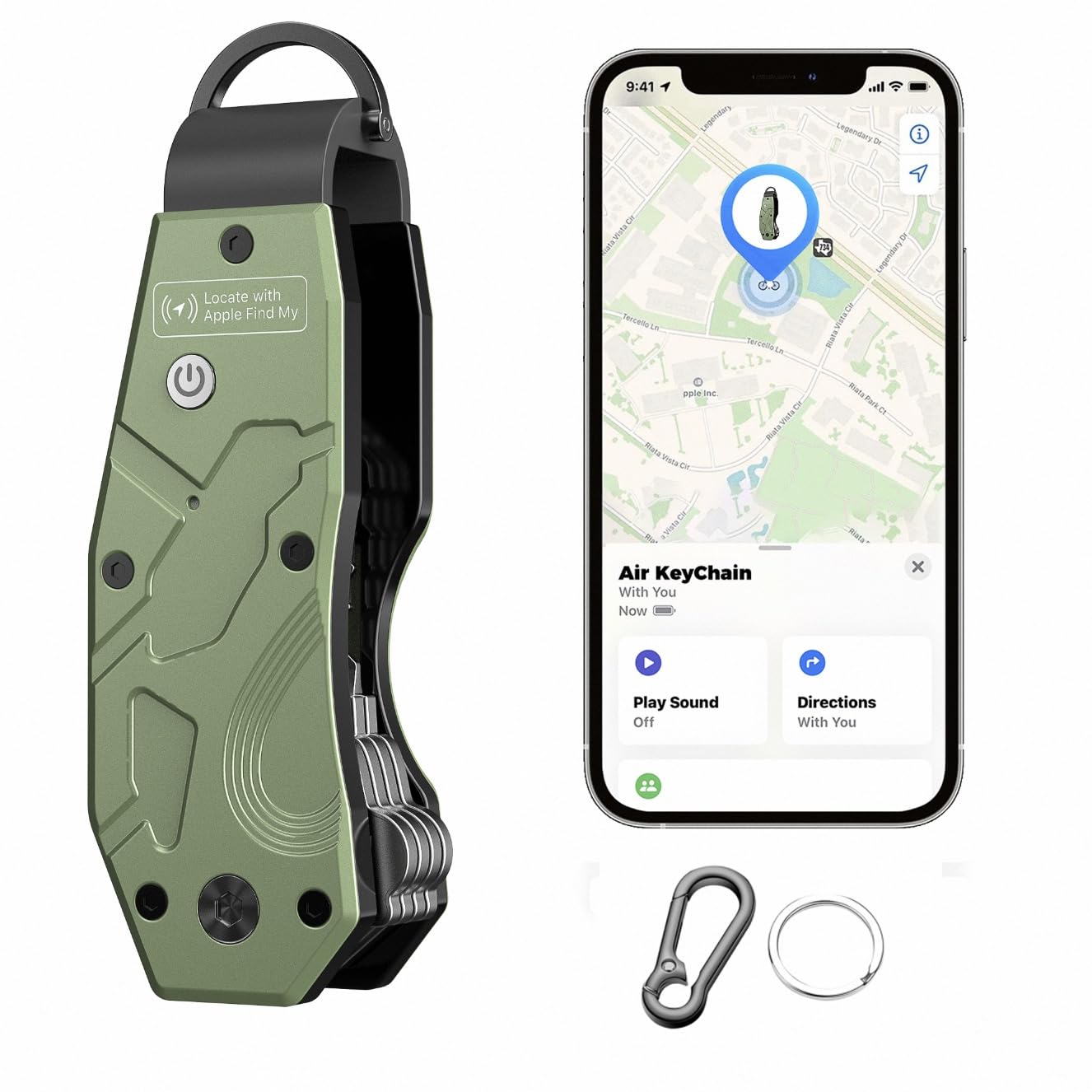 Photo 1 of Air Keychain, Key Organizer Works with Apple Find My, Built-in airtag Chips, Holds 2-6 Keys, Car Key Chains with GPS Tracker, Key Finder, Minimalist Key Holder for Men and Women, (iOS Only) (Green)