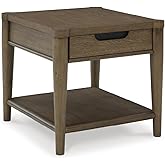 Signature Design by Ashley Roanhowe Contemporary 1-Drawer End Table with Open Lower Shelf, Light Brown