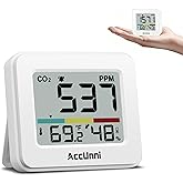 CO2 Monitor Air Quality Monitor Indoor Battery Powered, Carbon Dioxide Detector, Portable Temperature Humidity Meter, CO2 Alarm for Home, Hotel, Cars, Office or School