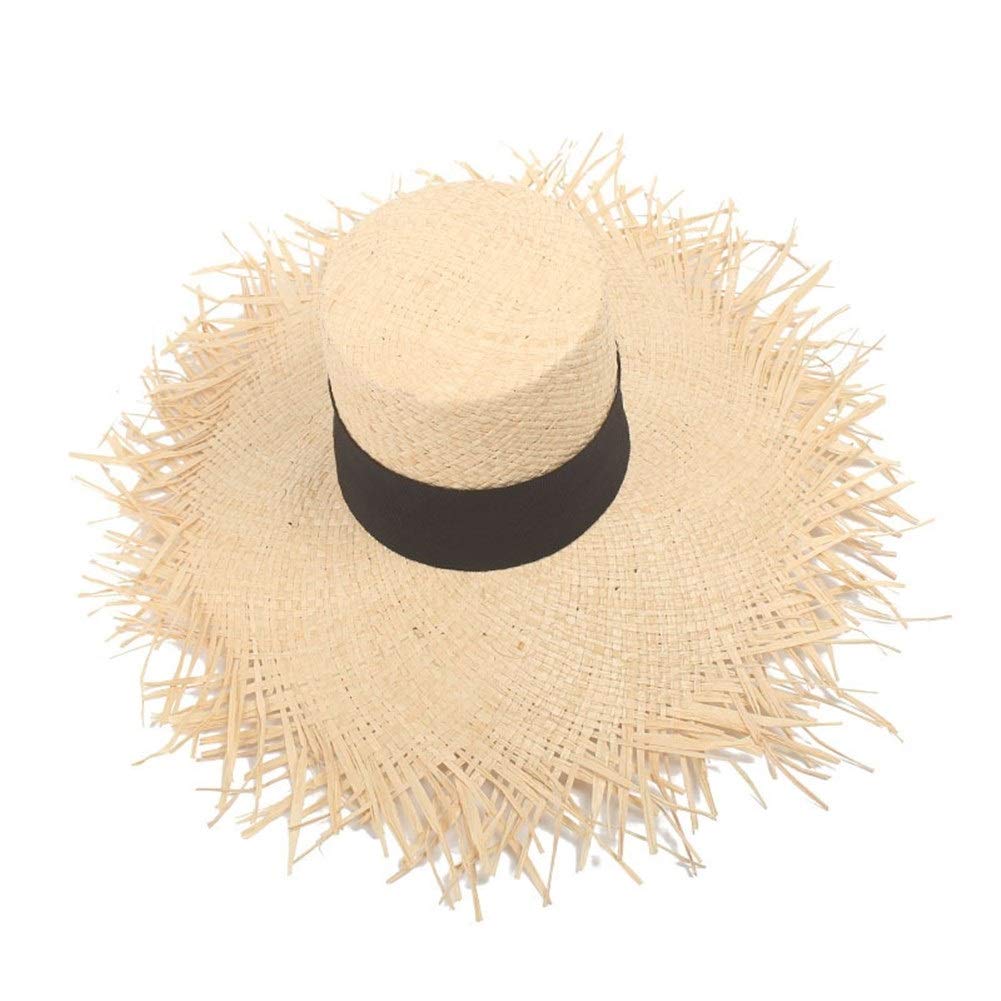 Shentianwei Wide Dry Straw Hat Female Black Wide Brimmed