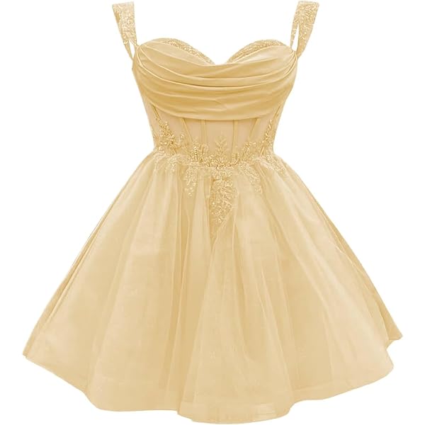 Amazon.com: MARSEN Tulle Homecoming Dresses for Teens Lace Short Prom Dress  V Neck Beaded Mini Dress Champagne Size 2 : Clothing, Shoes & Jewelry