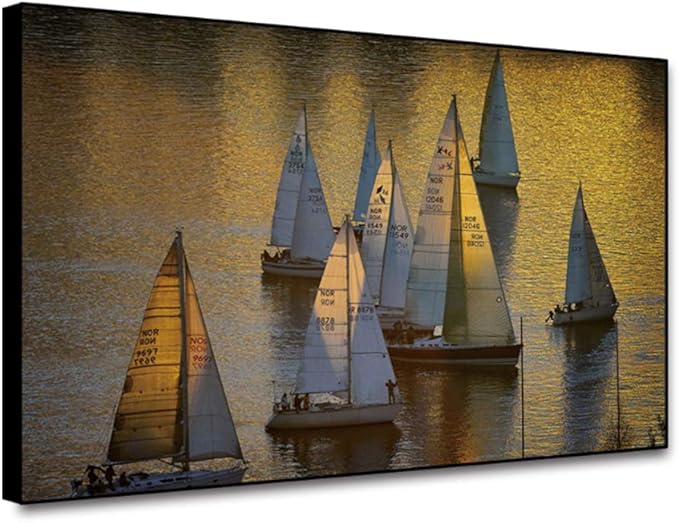 ZFLSGWZ Barco velero Cartel Vintage Cuadros de Pared para Sala de Estar