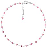 YANARA Gemstone Anklet for Women Dainty Boho Summer Beach Jewelry for Girls Handmade Rosary Charm Ankle Bracelets for her 9+1.5 inch Gifts For Her