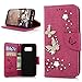 YOKIRIN Galaxy S8 Wallet Case, Luxury 3D Handmade Crystal Rhinestone Case Embossed Double Bling Butterfly PU Leather with Wrist Strap Stand Credit Card ID Holders Skin for Samsung Galaxy S8, Rose