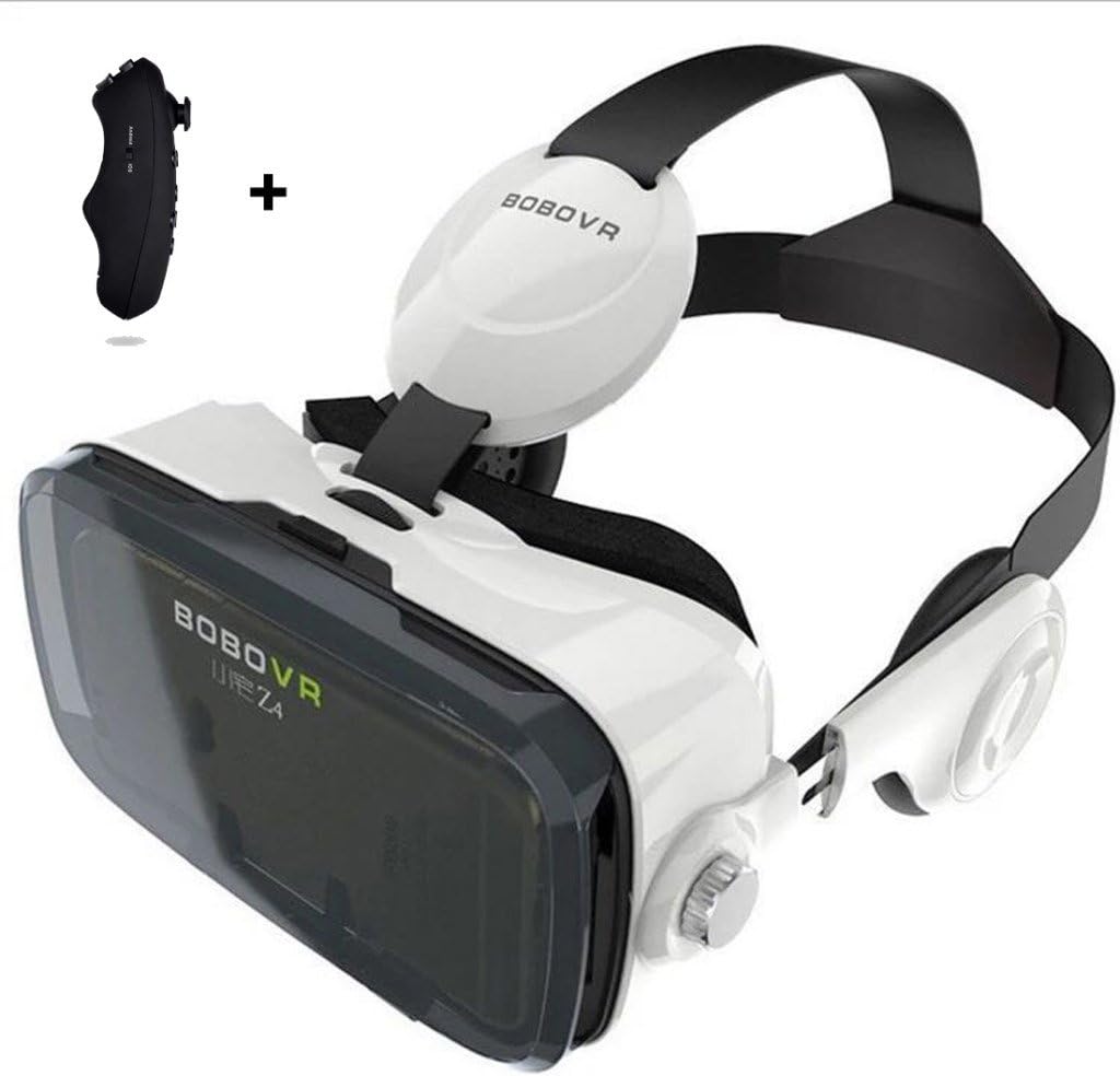 NIBABA VR Glasses 3D Virtual Reality Headset with Earphone & Controller compete with 4.7"-6.3" smartphones-001, ABS Material, Bidirectional protection to prevent slipping (White)
