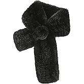 Fur Story Women's Rex Rabbit Fur Scarf Ladies Winter Warm Knitted Flowers Crochet Fashion Scarf Scarves for Women