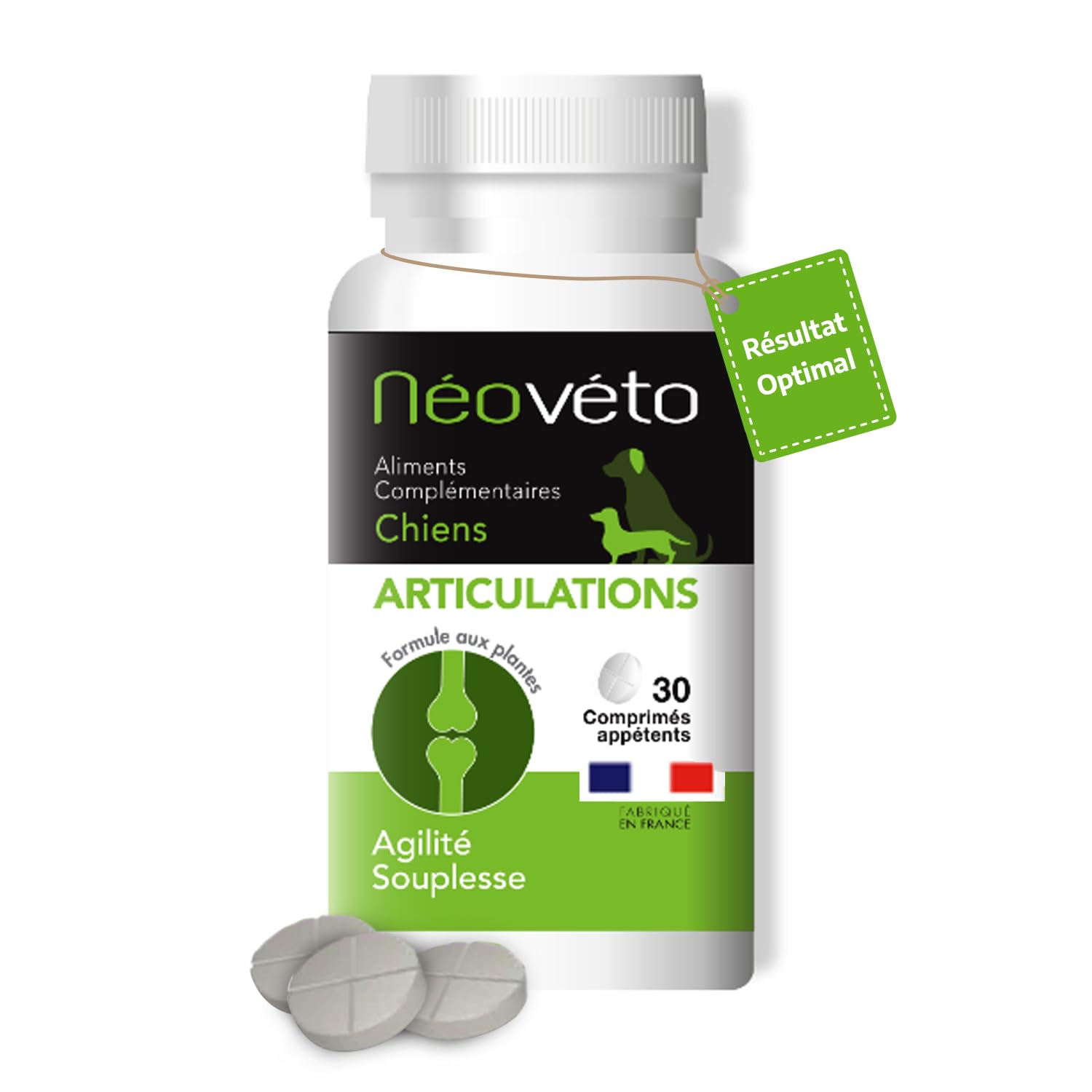 NÉOVÉTO - Articulations Chien - comprimés naturels - Arthrose Chien - Anti-inflammatoire - Actifs agréés par Les Services vétérinaires - Fabriqué en France (30 comprimés)