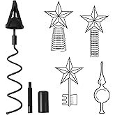 Christmas Tree Topper Holder Twist on Universal Stabilizer Floral Xmas Tree Topper Adapter Plastic Support with Adjustable Attachment(Black)