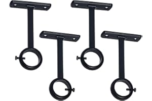 KXLIFE Ceiling Curtain Rod Brackets, Ceiling & Wall Mounted Outdoor 1 inch Curtain Rod Holder (Set of 4, Black)