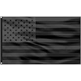 All Black American Flag 3x5 Ft Polyester Vivid Color, Brass Grommets,USA Flags for Outdoor and Indoor (1 Pack All Black American Flag)