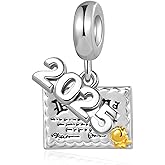 SBI Jewelry 2026 Graduation Charm Class of 2025 Graduate Charm Compatible Pandora Bracelets Graduate Cap Diploma Jewelry for Women